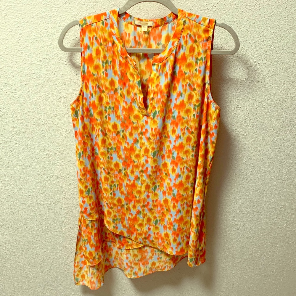 Pleione Sleeveless Blouse with Scarf Hi-Low Hem